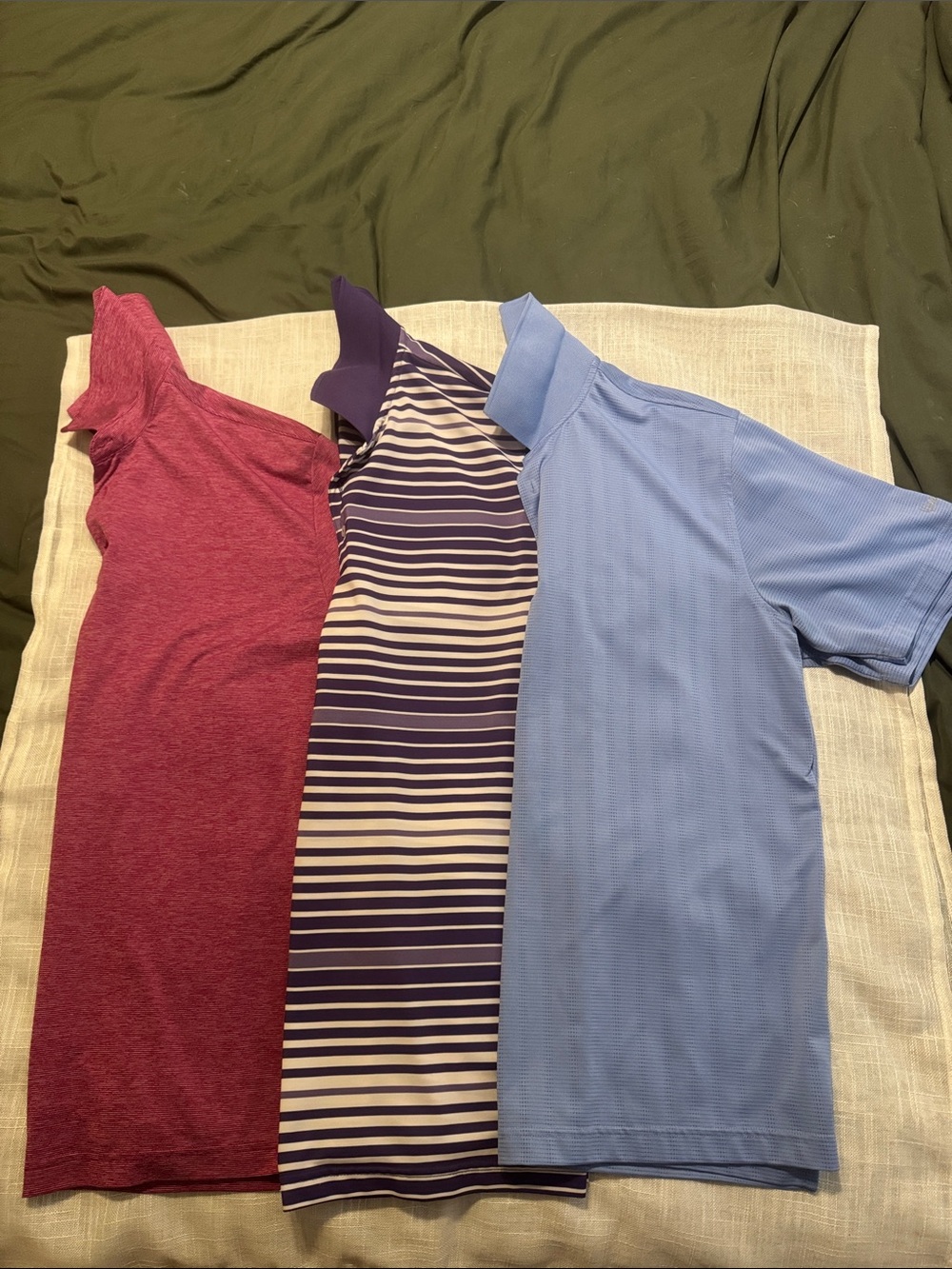 Golfers Bundle Three Polo Shirts - Pink, Purple/White Stripe, Light Blue